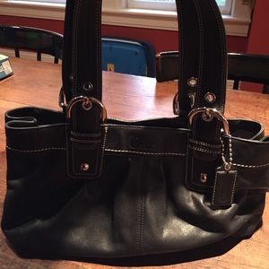 Black leather Coach purse